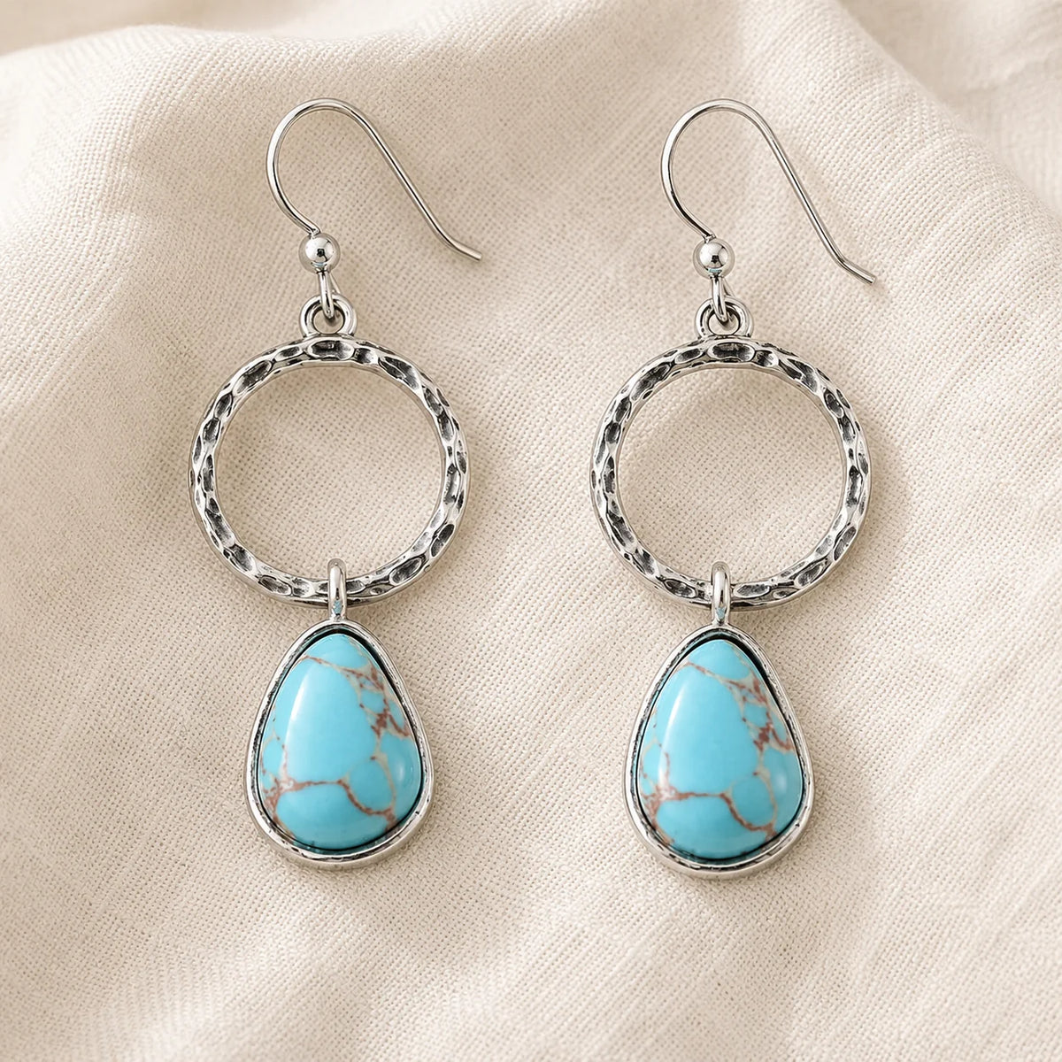 Norah | Turquoise Silver Drop Earrings