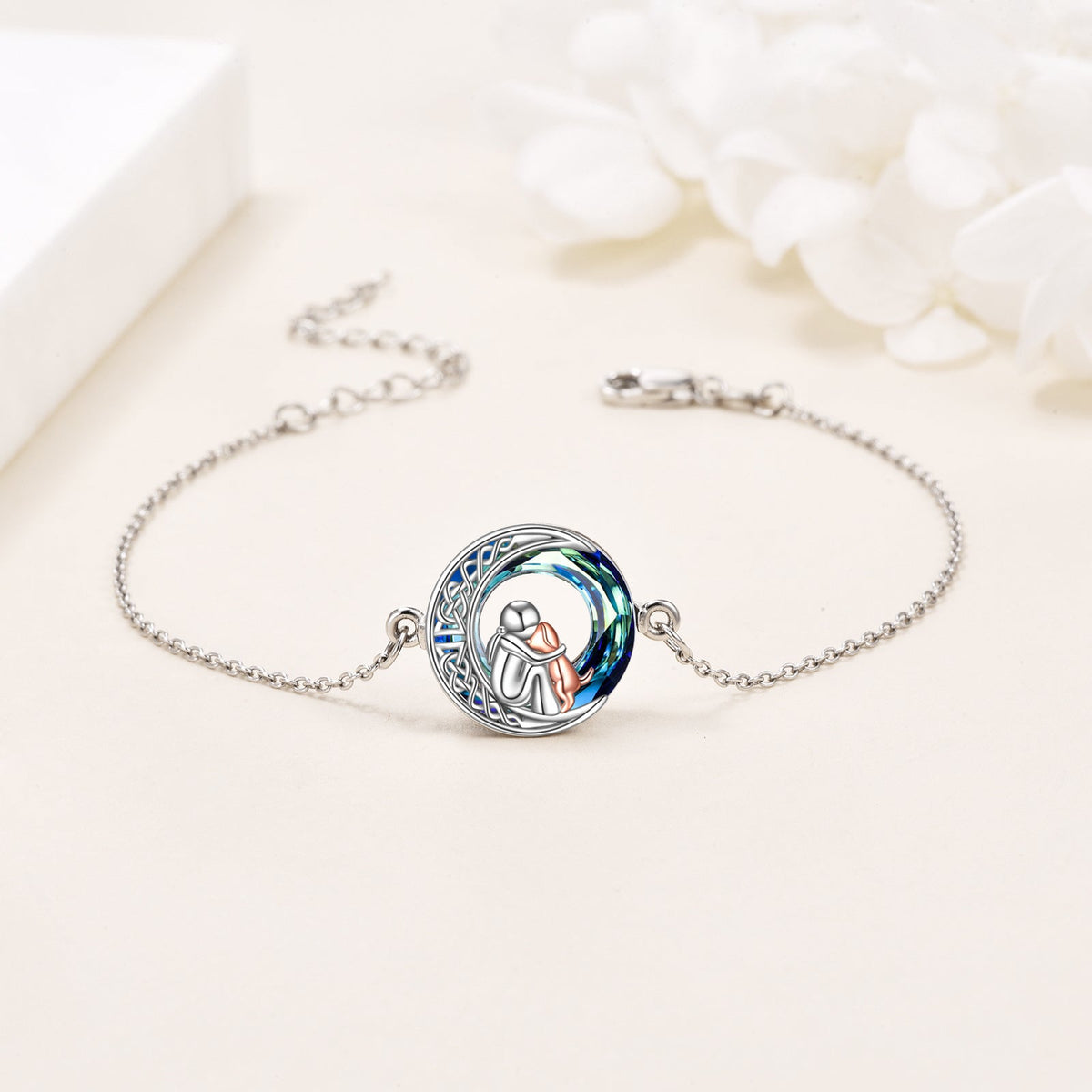 Adjustable Dog Charm Bracelet in Sterling Silver