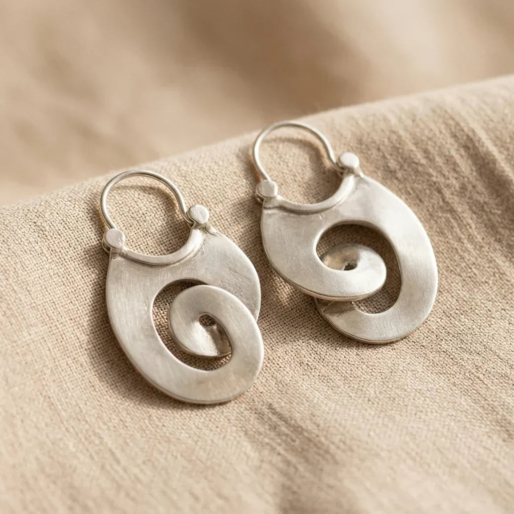 Marit | Silver Spiral Earrings