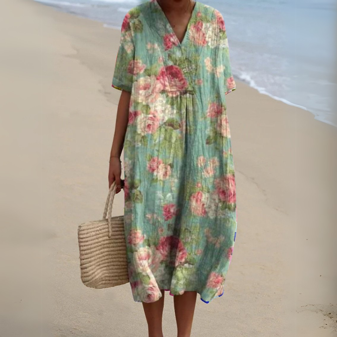 Nathalie | Stylish Multicolour V-Neck Dress