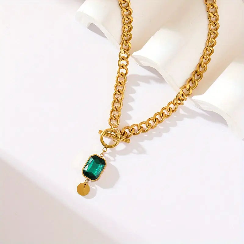 Solange | Gold Emerald Chain Necklace