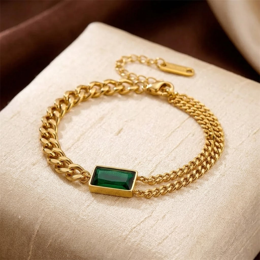 Mabel | Emerald Bar Bracelet