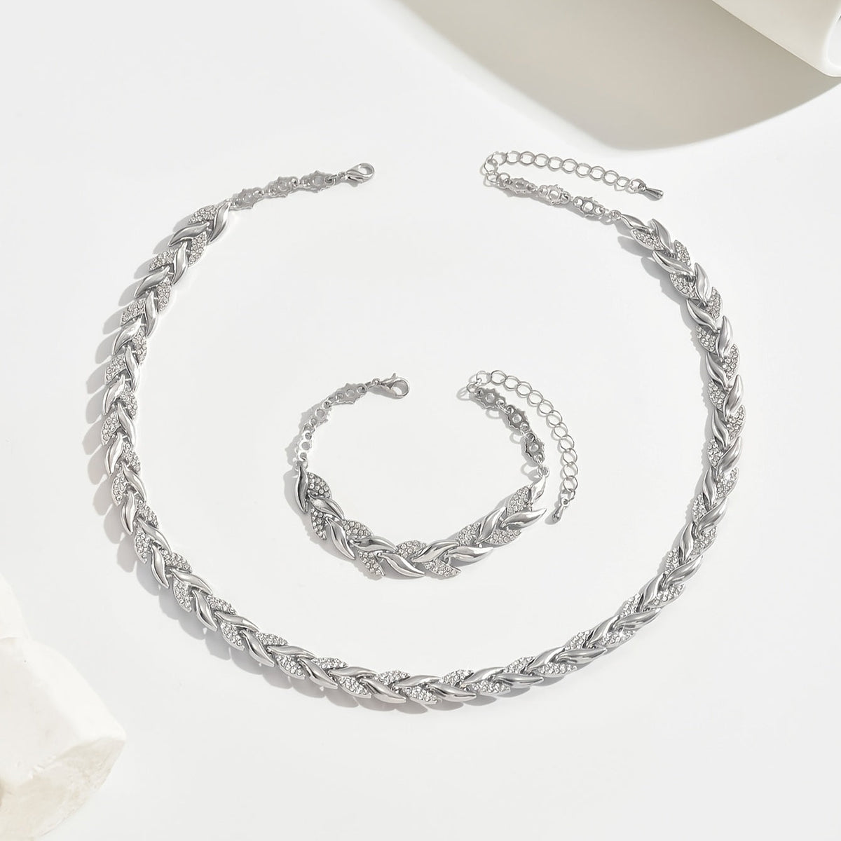Crystal Herringbone Jewellery Set