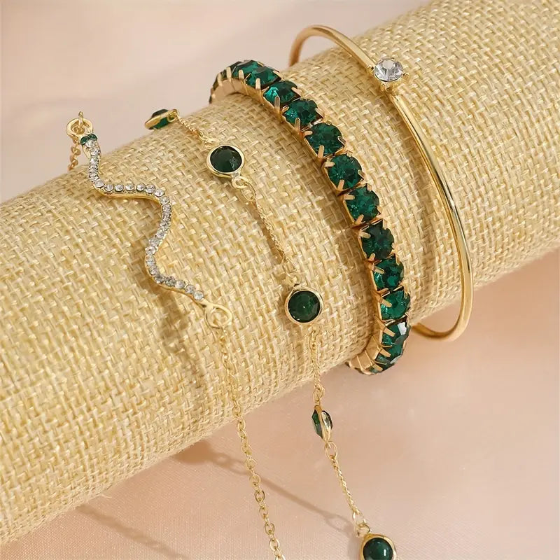 Livia | Green Gemstone Bracelet Set