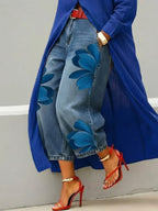 Mallory |  Stylish Shirt Dress and Floral Jeans Set