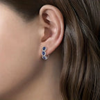 Edith | Silver Sapphire Halo Hoop Earrings