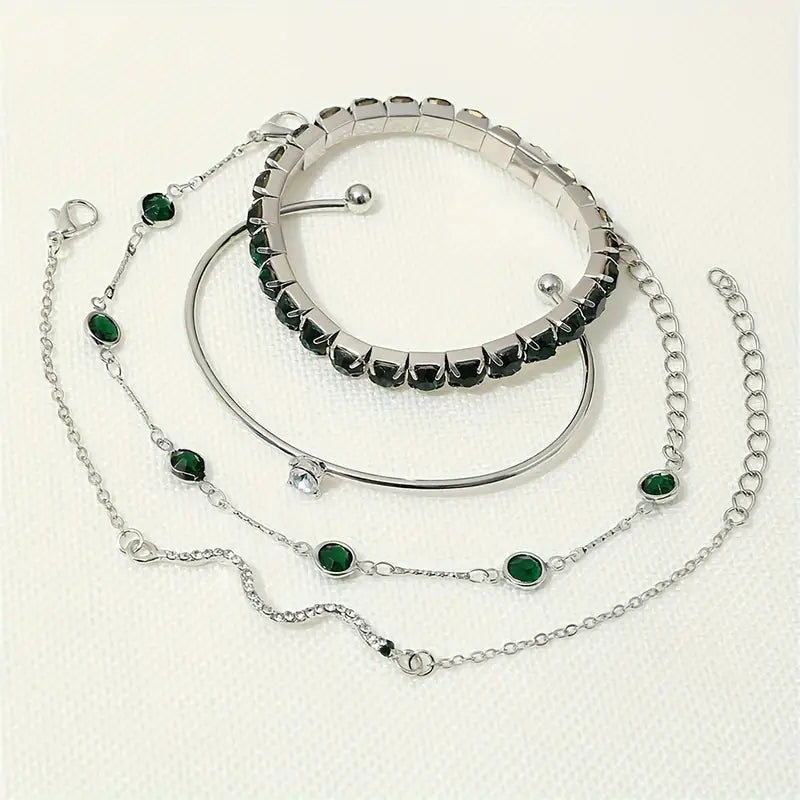 Livia | Green Gemstone Bracelet Set