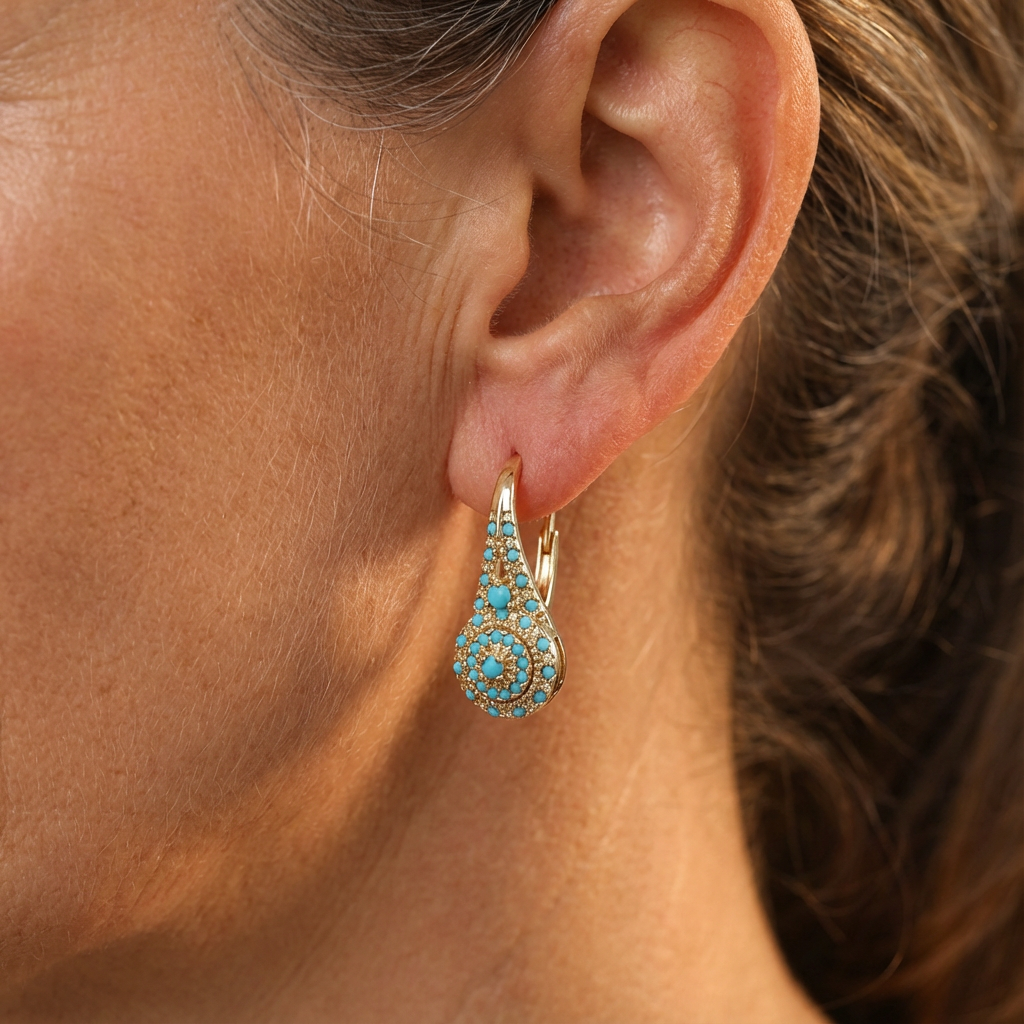 Seraphine | Turquoise Mosaic Teardrop Gold Earrings