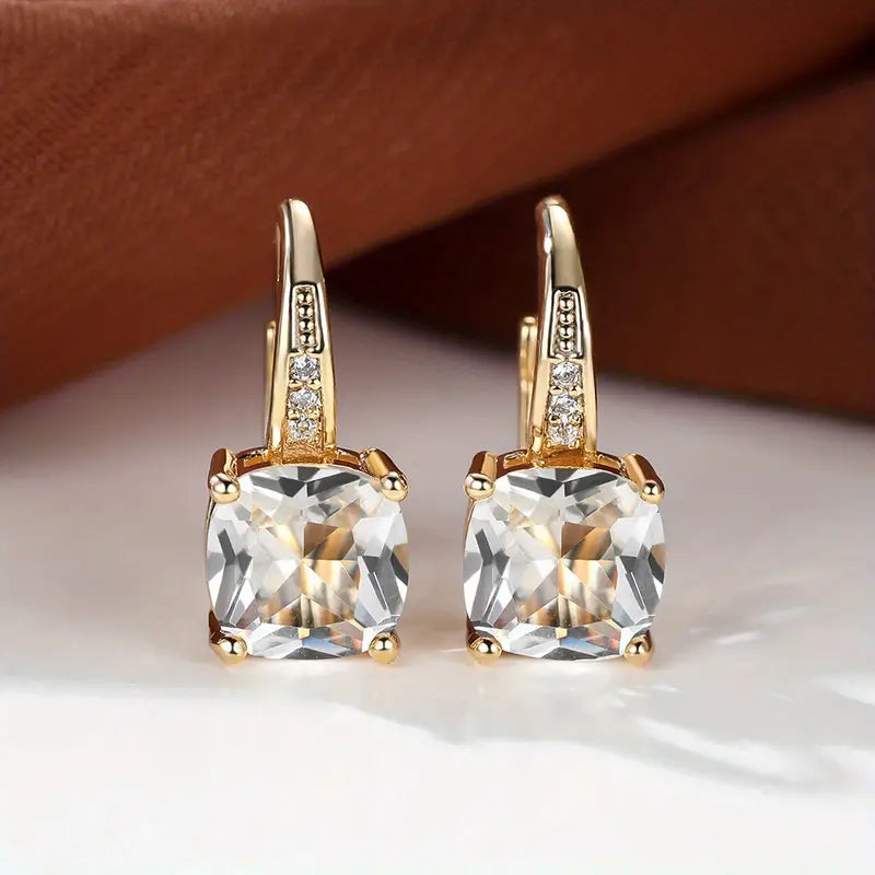 Ulrica | Gold Stone Hoop Earrings
