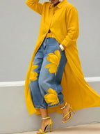 Mallory |  Stylish Shirt Dress and Floral Jeans Set