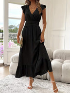 Marcella | Elegant Sleeveless V-Neck Ruffled Dress