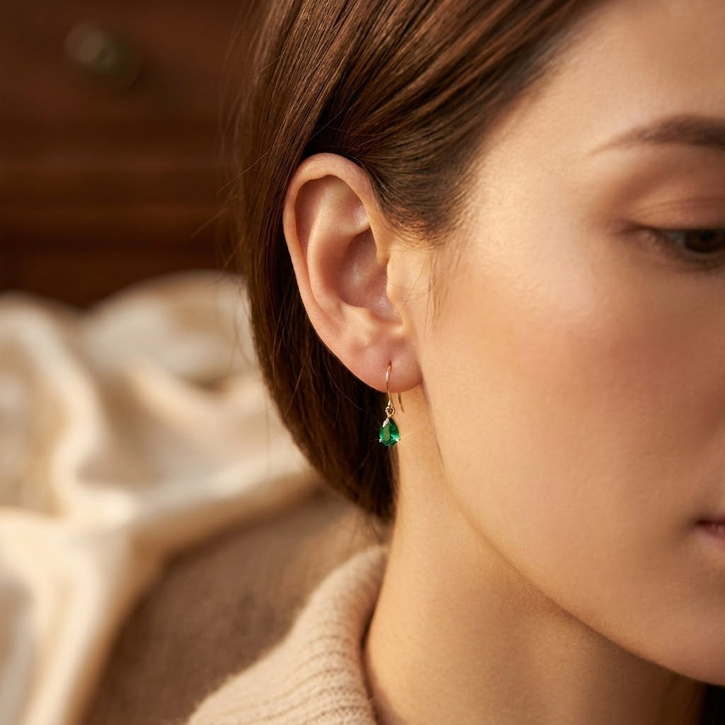 Maribel | Emerald Teardrop Earrings