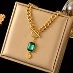 Solange | Gold Emerald Chain Necklace