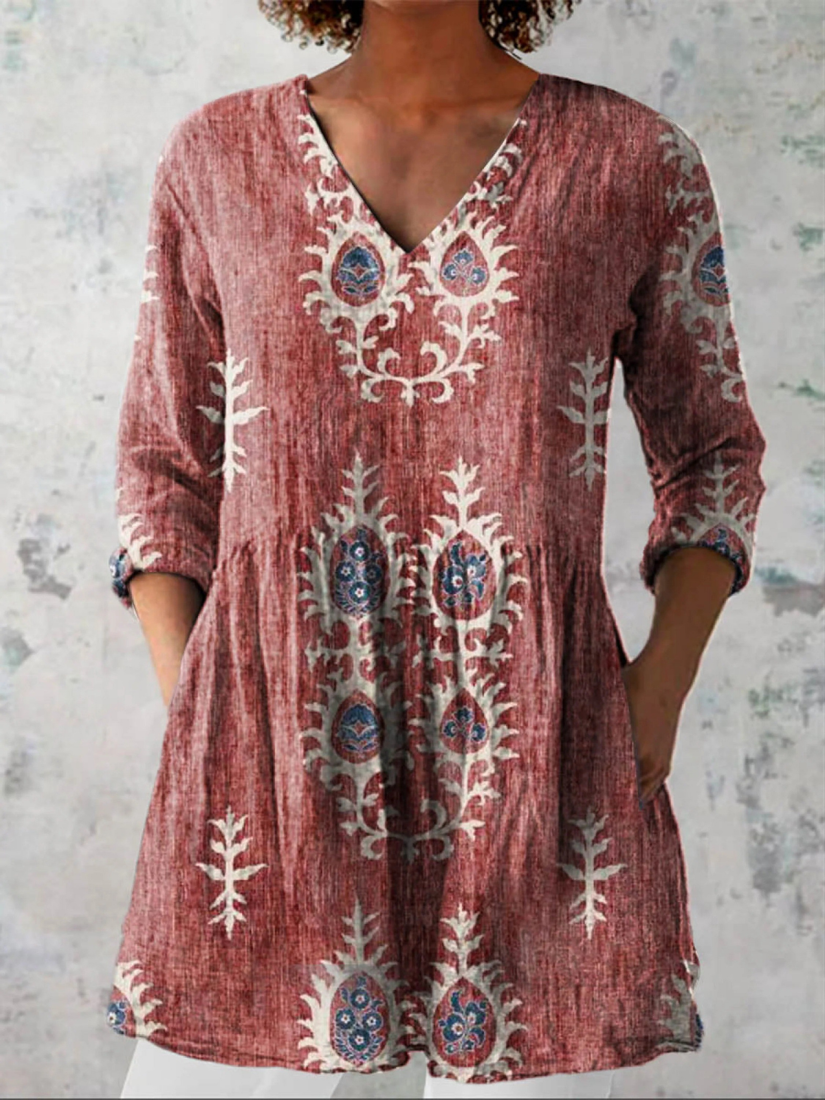 Sidney | Long Blouse with V-Neck