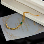 Ninon | Gold Emerald Bar Bracelet