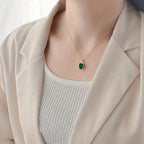 Bianca | Emerald Halo Necklace