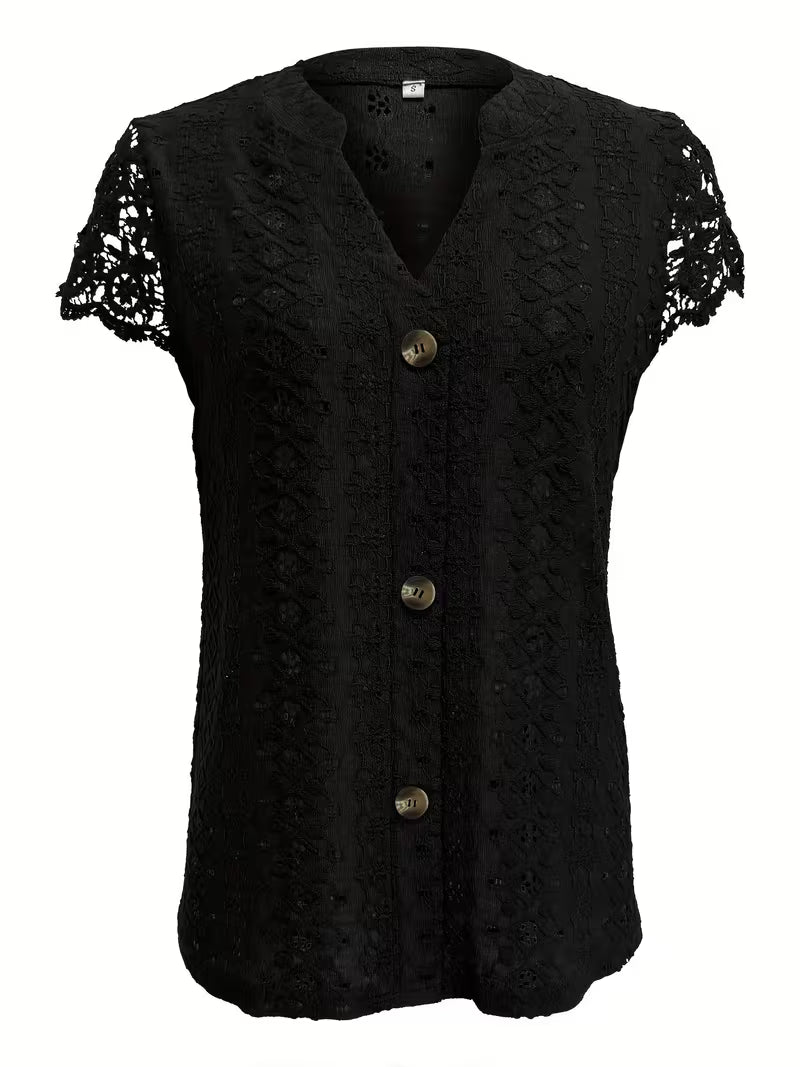 Debbie | Elegant Button V-Neck Shirt