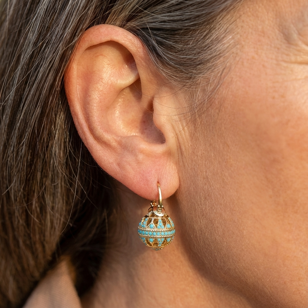 Halcyon | Turquoise Filigree Globe Drop Earrings