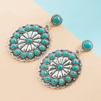 Xanthe | Vintage Turquoise & Pearl Medallion Earrings