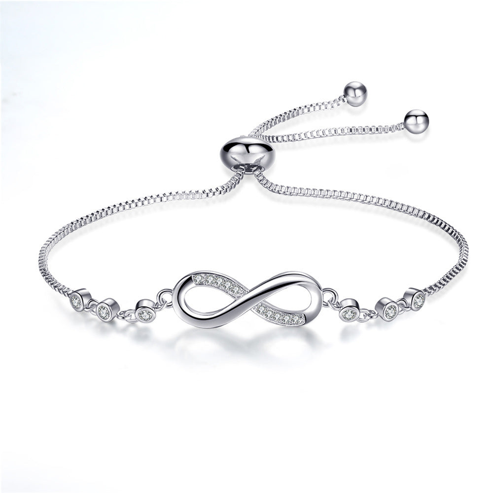 Stylish Adjustable Bracelet in Rose Gold in the Shape of an Infinity Symbol