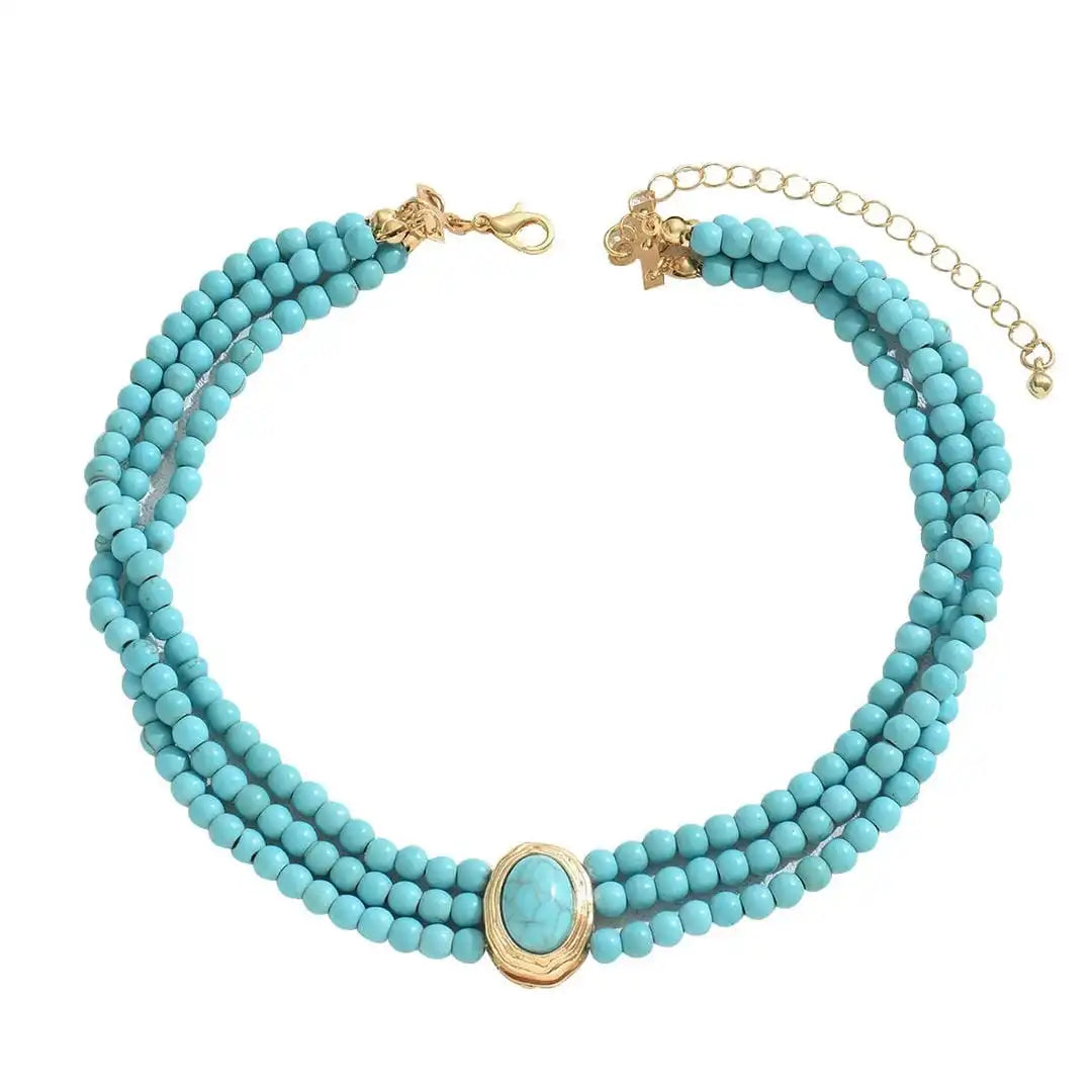 Jillian | Turquoise Beaded Layered Choker