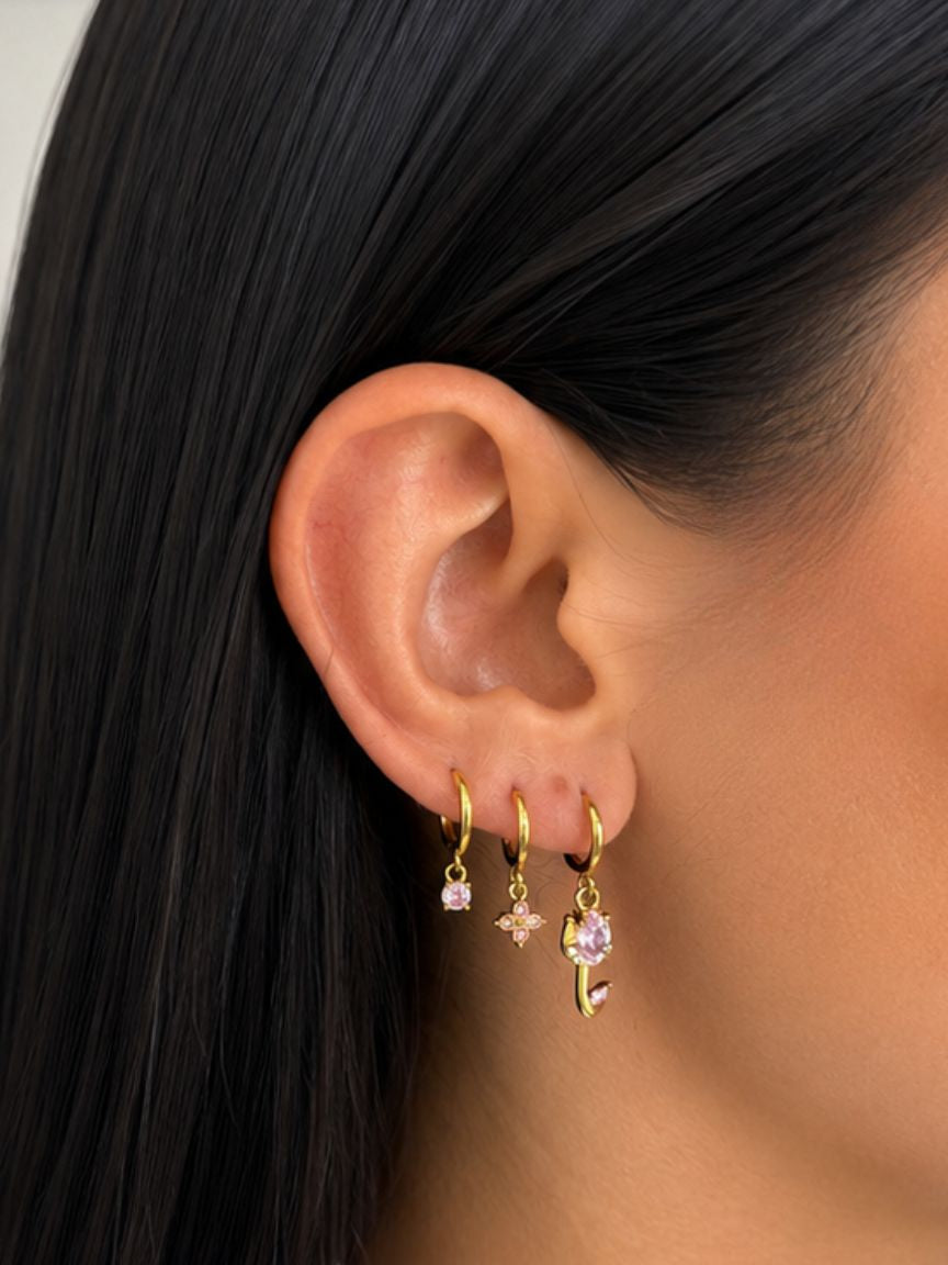 Flower Pink Earring Set
