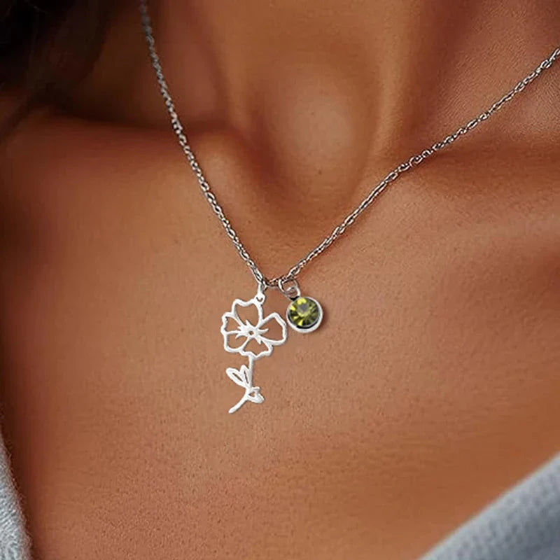 Birth Flower | Birthstone Necklace