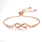 Stylish Adjustable Bracelet in Rose Gold in the Shape of an Infinity Symbol