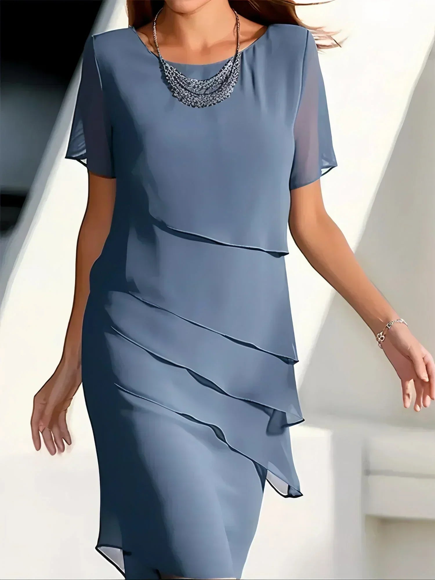Claire | Elegant Flowy Short Sleeve Dress