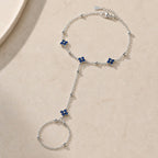 Helena | Blue Clover Finger Chain Bracelet
