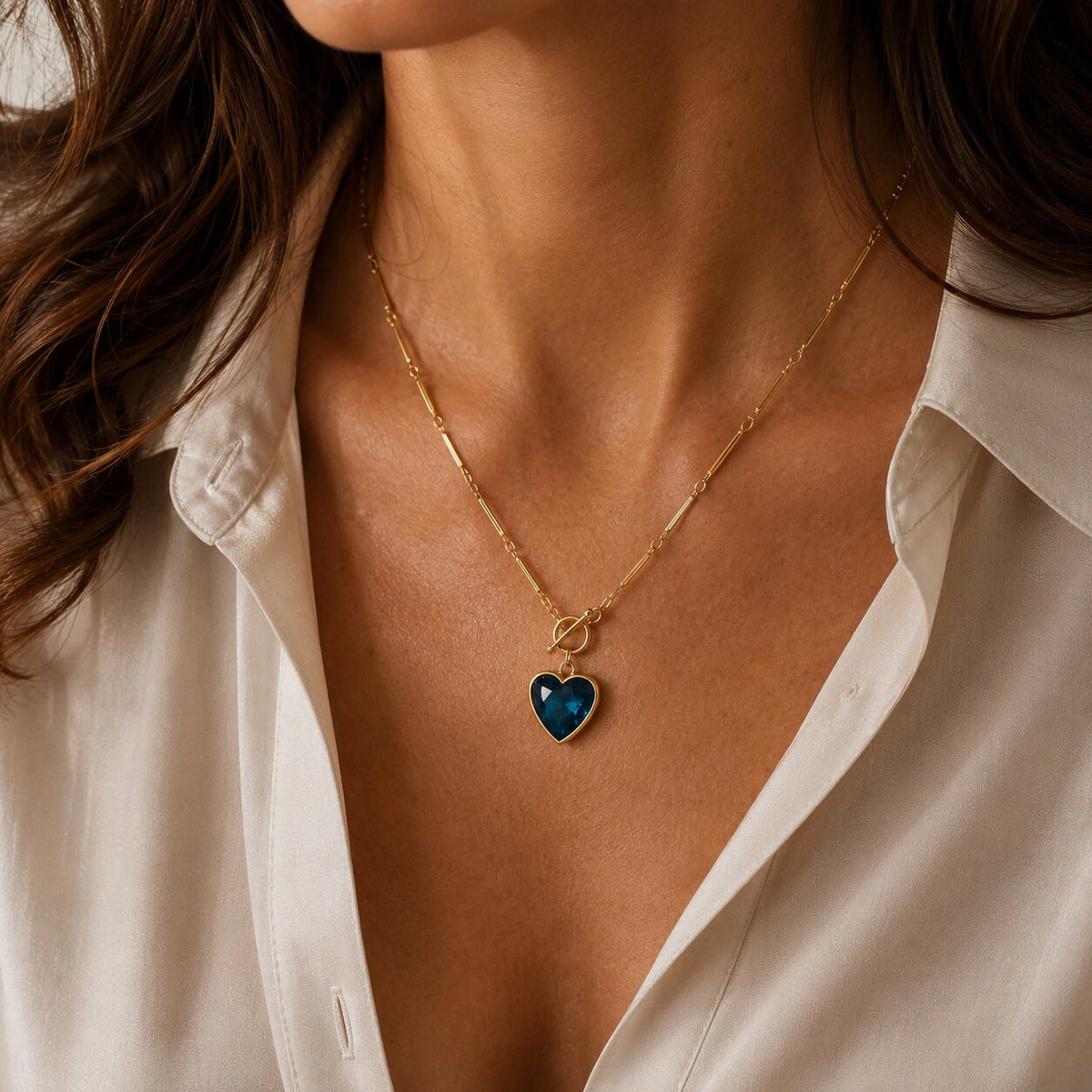 Daisy | Blue Heart Pendant Necklace