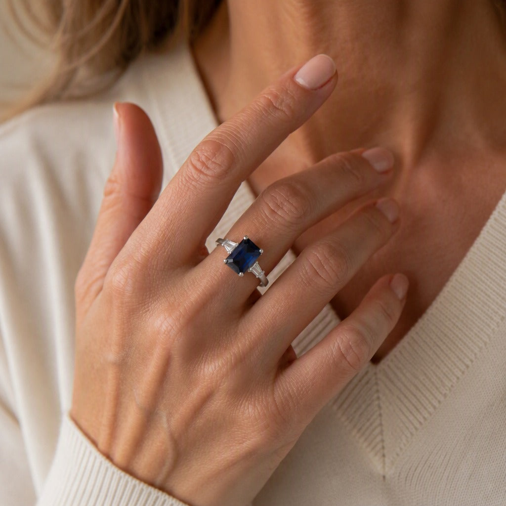 Beth | Sapphire Blue Silver Ring