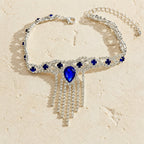 Heidi | Blue Tassel Crystal Anklet