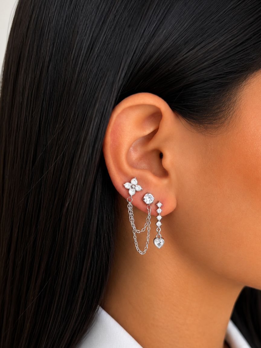 Naxos White Earrings Set