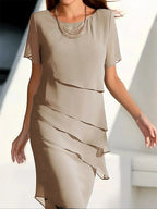 Claire | Elegant Flowy Short Sleeve Dress
