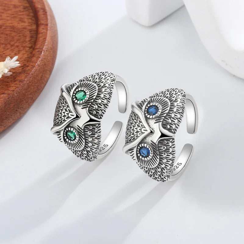 Owl Ring in Sterling Silver