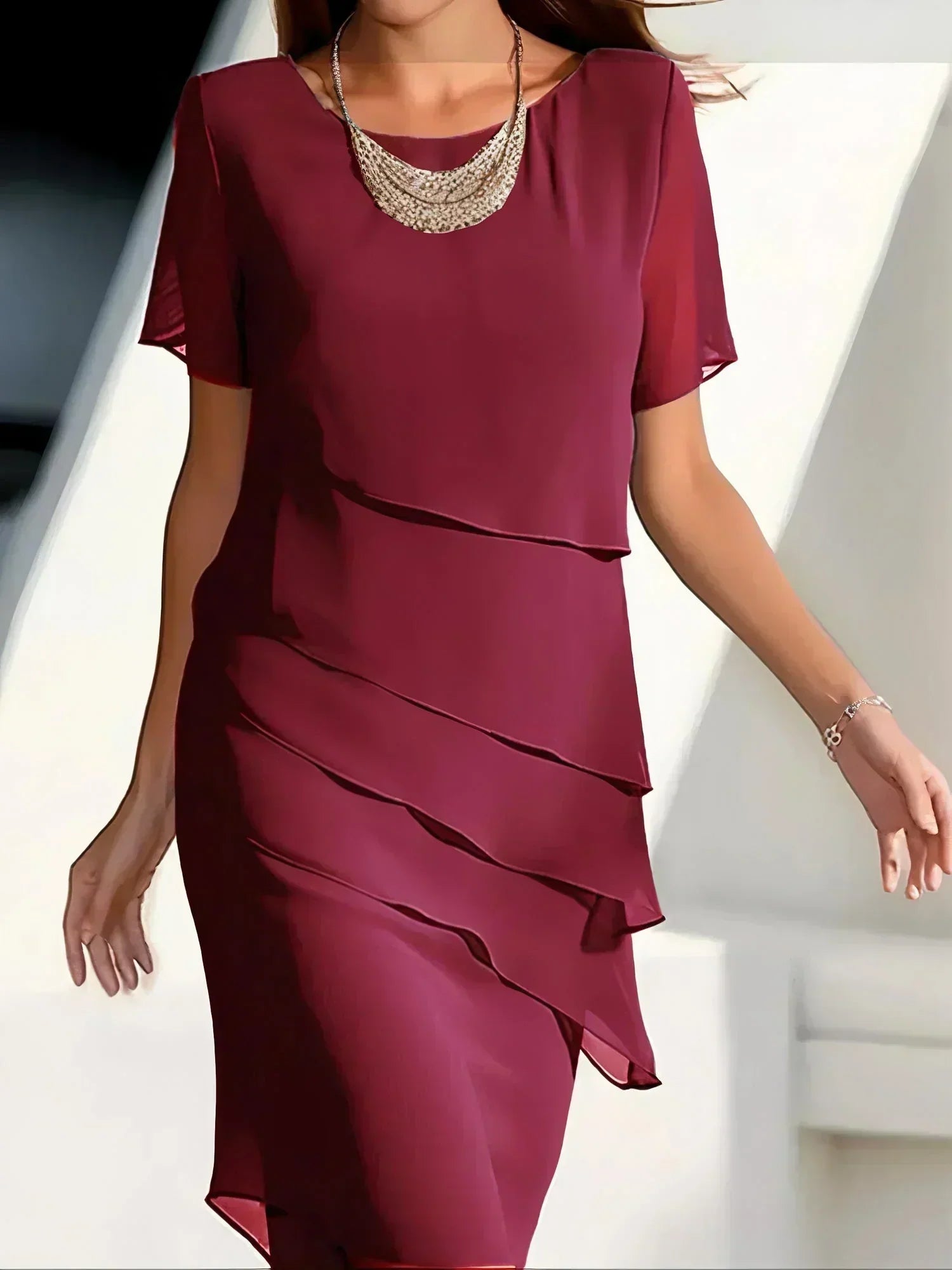 Claire | Elegant Flowy Short Sleeve Dress