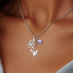 Birth Flower | Birthstone Necklace