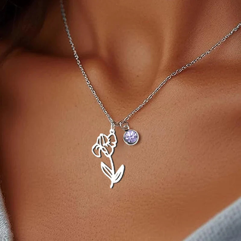 Birth Flower | Birthstone Necklace