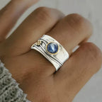 Vintage Blue Sapphire Ring Gold-Plated Silver