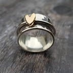 Roisin | Sterling Silver Gold Heart Spinner Ring