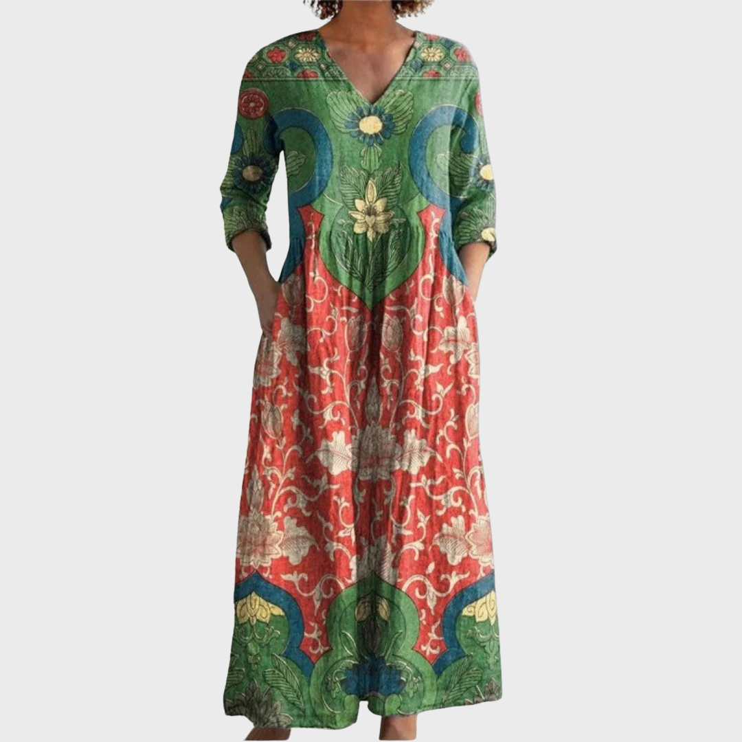 Bridget | Long Dress with Vintage Floral Print