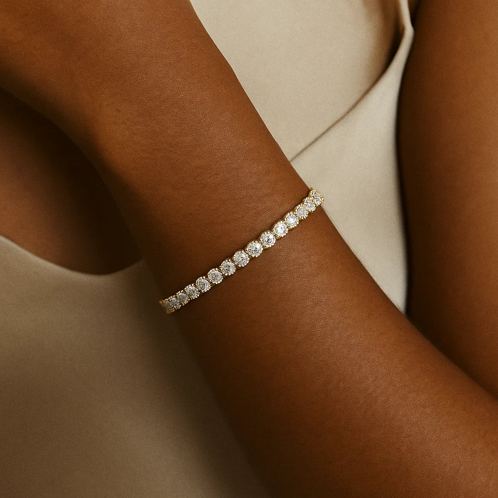 Golden Tennis Bracelet with Moissanite