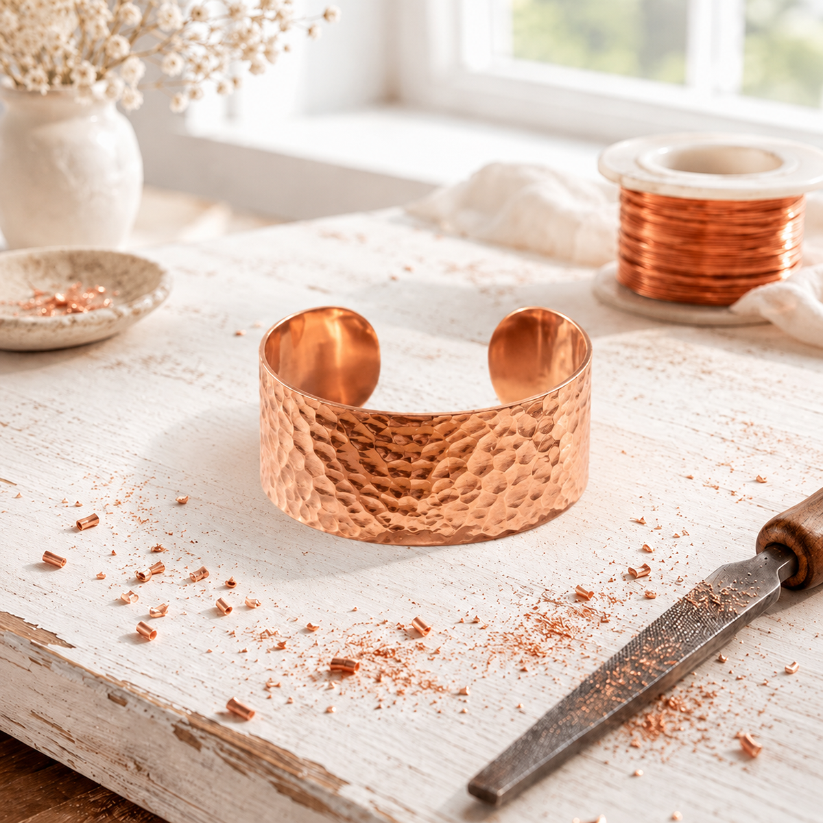 Nell | Hammered Copper Bracelet
