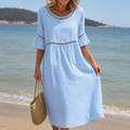 Rochelle | Long Linen Dress with Flat Belly Effect