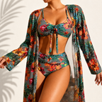 Aileen | Elegant Tropical Marie 3-Piece Bikini