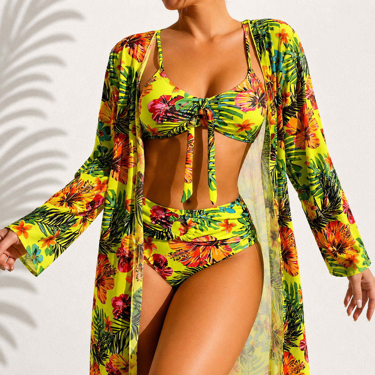 Aileen | Elegant Tropical Marie 3-Piece Bikini