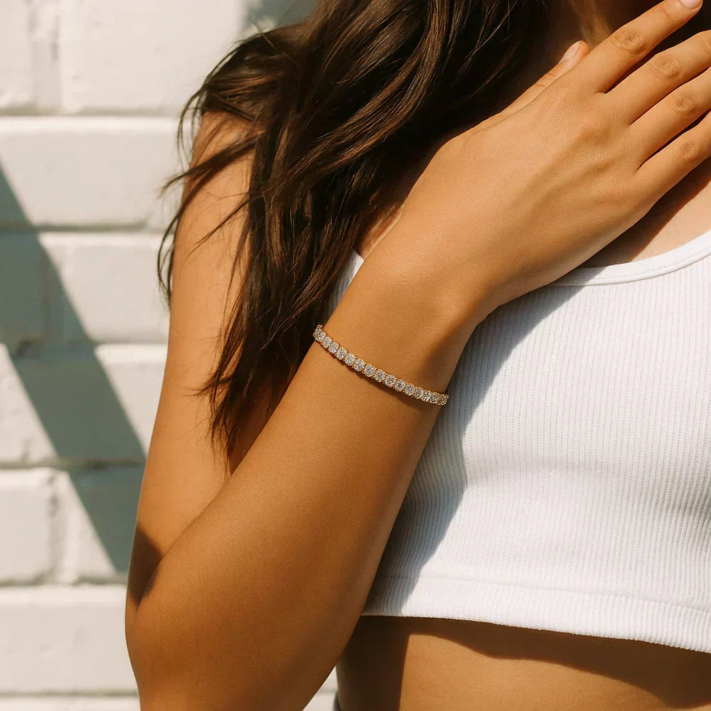 Golden Tennis Bracelet with Moissanite