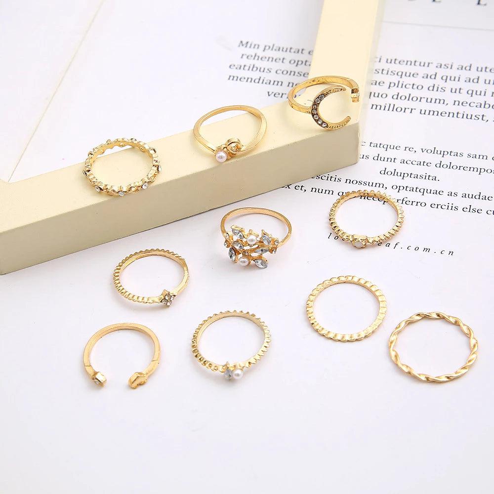 Josephine | Bohemian Silver Gold Ring Set