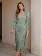 Loretta | Elegant Fringed Flared Dress